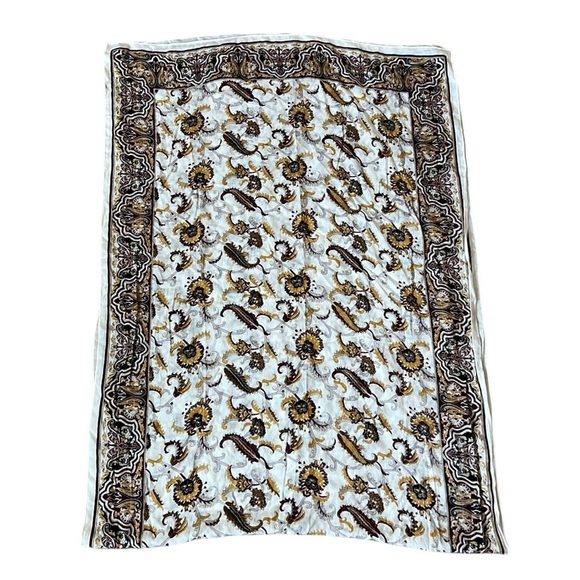Boho Floral Paisley Shawl Wrap Scarf Lightweight Texture Ivory/Gold/Maroon 72x26 - Picture 10 of 13